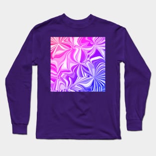 Magenta Purple Blue Gradient Ombre Swirl Pattern Long Sleeve T-Shirt